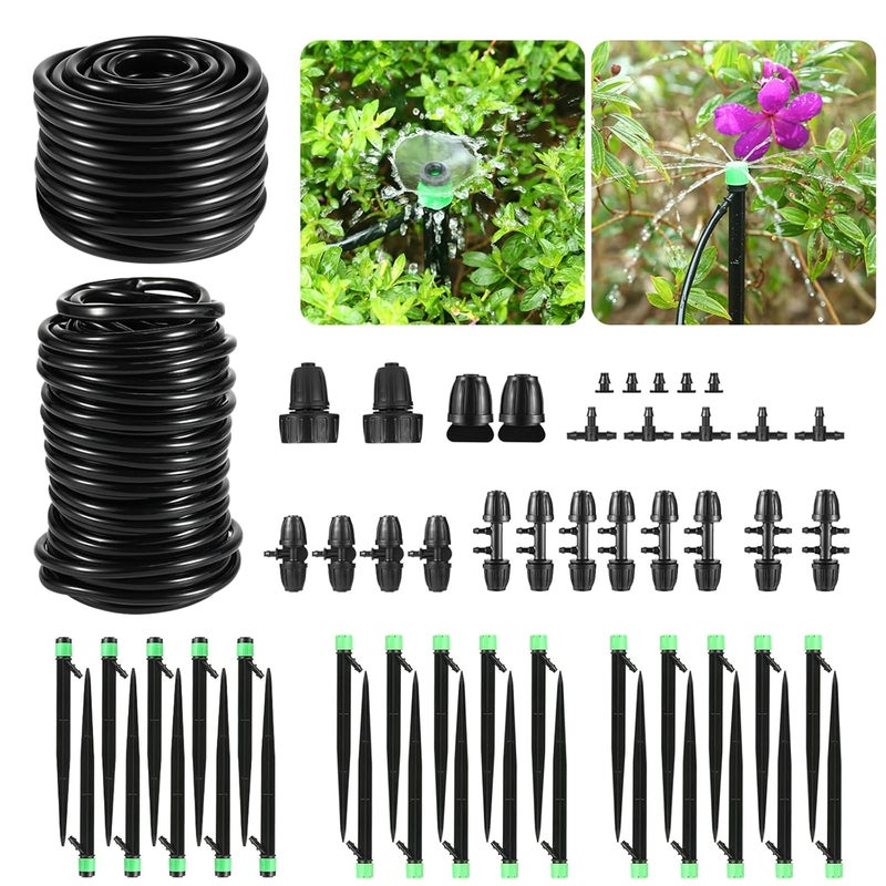 Gobelief Drip Irrigation Kit for Garden, Raised Beds, Lawn - Adjustable Watering System with Drip Emitters, 5/16" & 1/4" Tubing, Barbed Fittings - Image 1